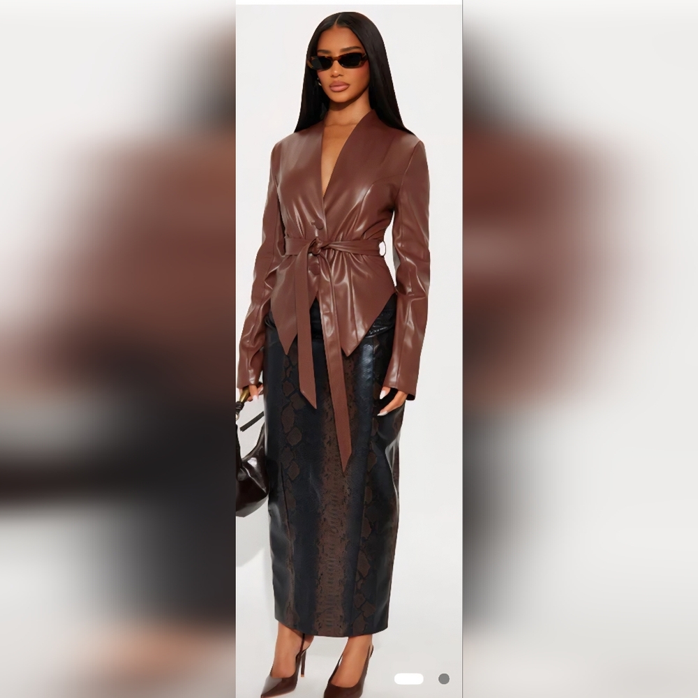 Fashion Nova Chocolate Brown Faux-Leather Jacket